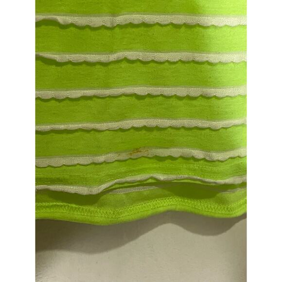 Balance Collection Marika Tunic Top Lime Green White Striped Tie Neck 3/4 Sleeve - Picture 4 of 8